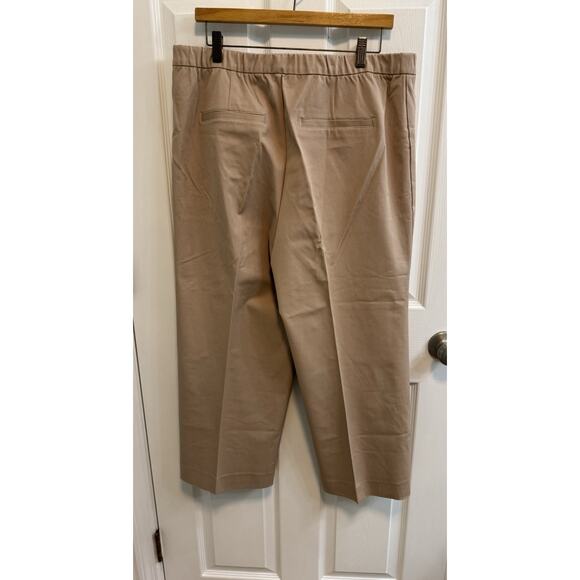 Isaac Mizrahi 18W Khaki Stretch Culotte Pants Elastic Waist Button Hem A375760 - Picture 3 of 16